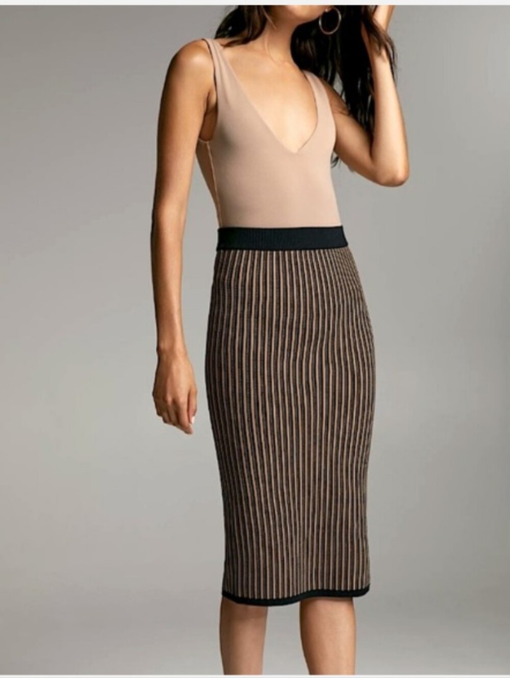 ARITZIA BABATON Bodycon Tube Skirt in Black/Camel size M EUC